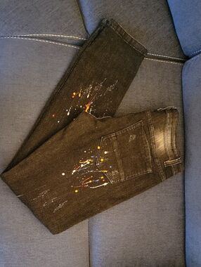 Men's Kilogram Black Paint-Splatter Jeans by